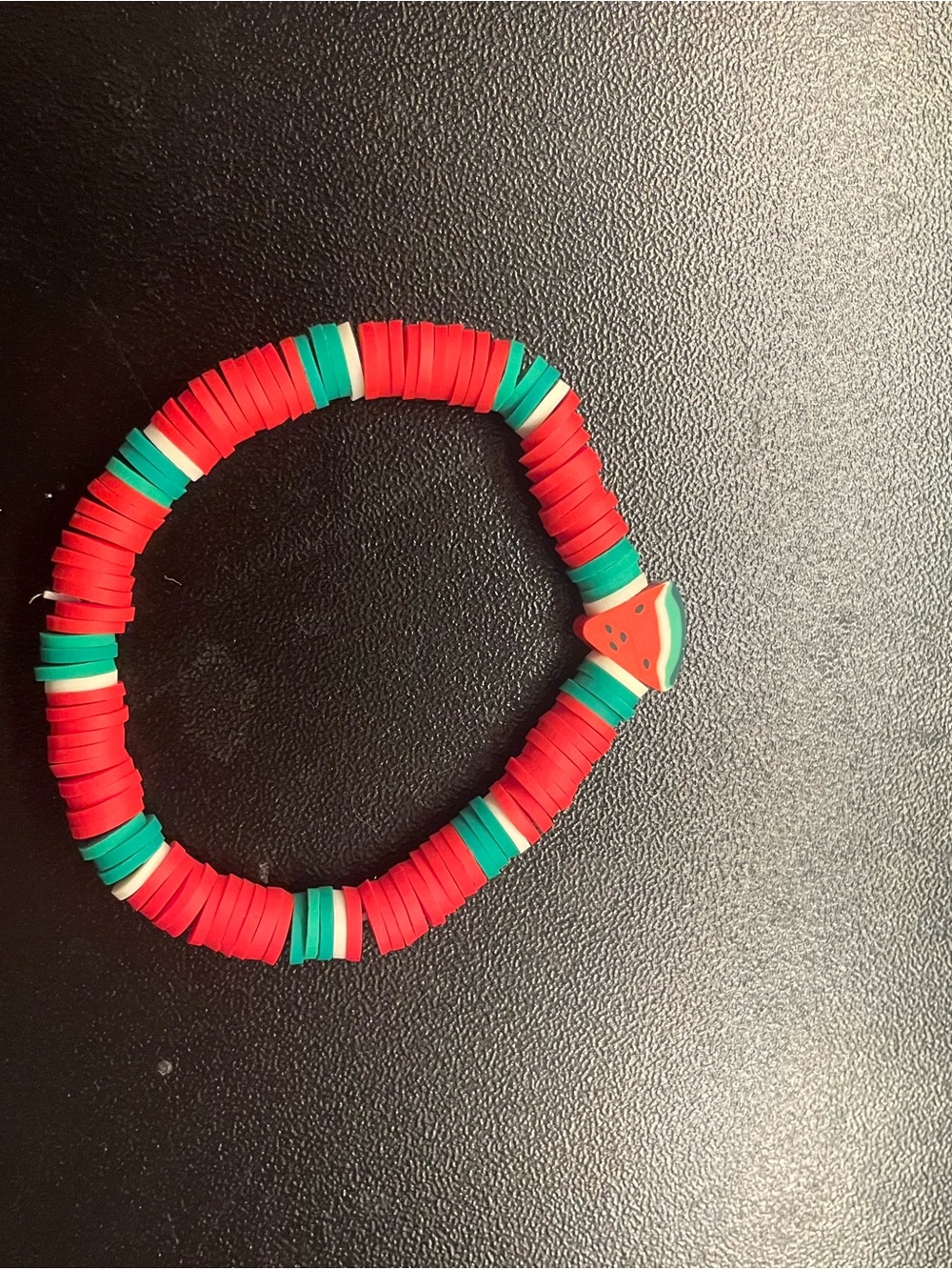 Red and Green Watermelon Bead Stretch Bracelet - Women
